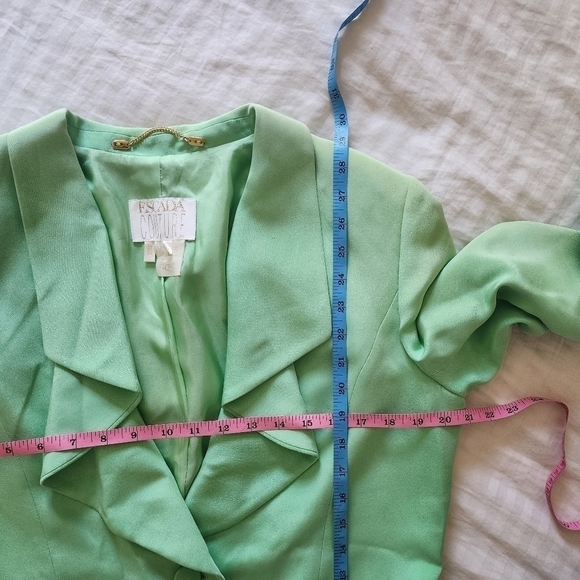 Vintage ESCADA COUTURE Silk Mint Green Jacket Blazer Coat size 40/Med - Picture 5 of 7
